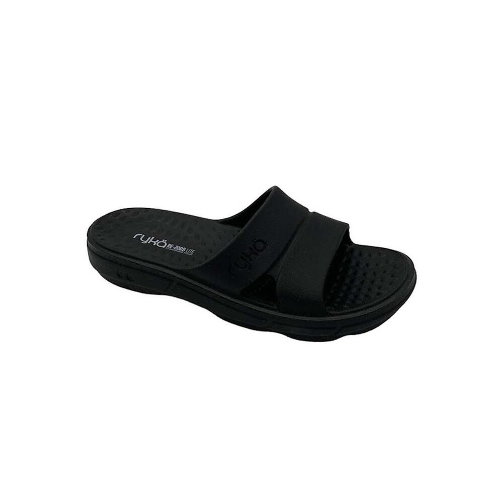 Ryka Ultimate Recovery Molded Slide Sandals Restore Slide Black - Medium